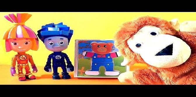 Мультик Фиксики игрушки и обезьянка Чико. Fixiki